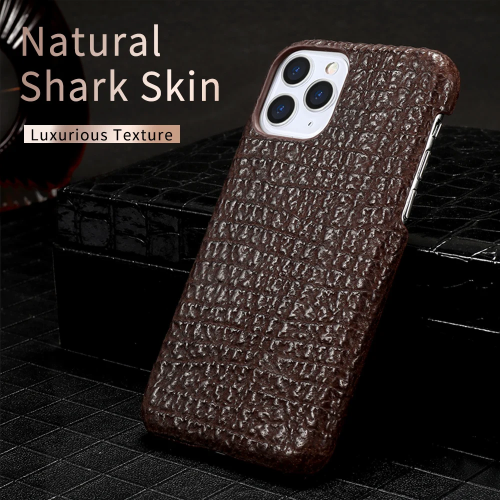 100% Natural Shark Leather Phone Case for iPhone 13 Pro Max 12 Mini 12 11 Pro Max SE 2020 X XS Max XR 6 7 8 Plus 5 Luxury Cover