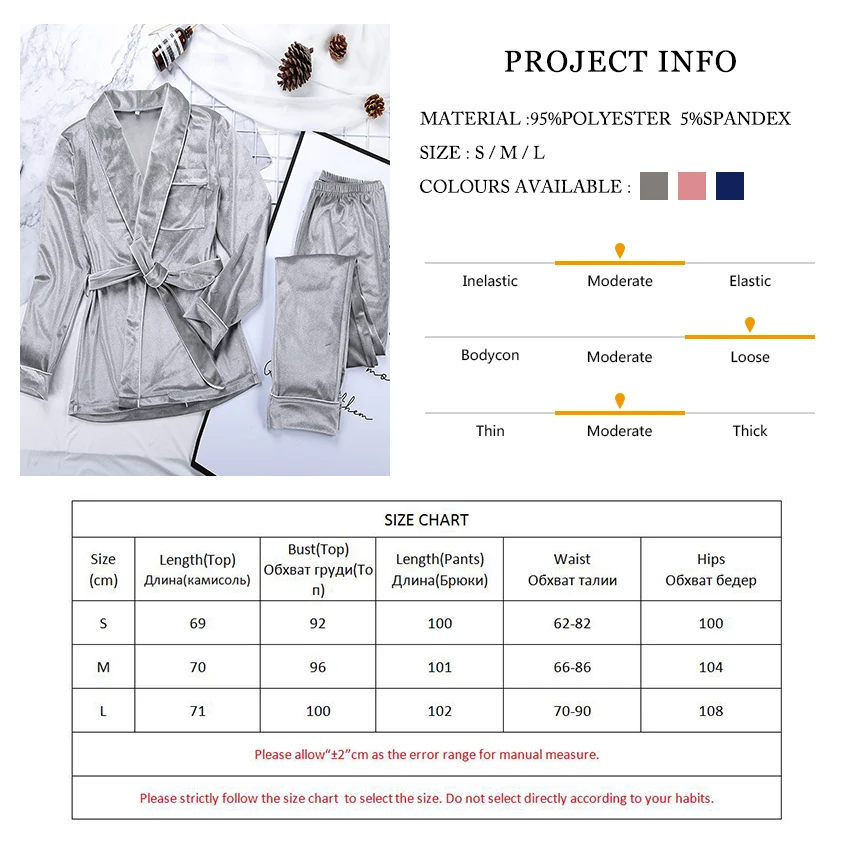 

Velvet Warm Pajamas For Women Robes And Pants Solid Pocket Long Sleeve Thick Home Wear Autumn Night Suit Winter Casual