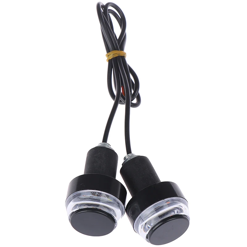 

2pcs White Yellow Flasher Handle Grip Bar Blinker Side Marker Lamp DC 12V Motorcycle LED Handlebar End Turn Signal Light