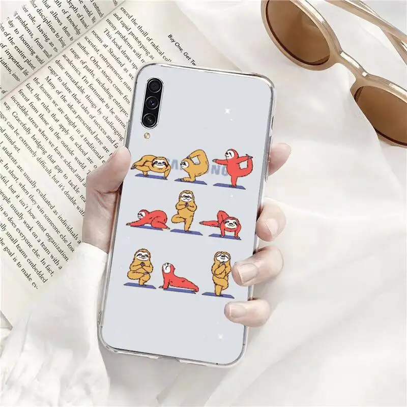 

Cute animal yoga sloth Phone Case Transparent for Samsung A71 S9 10 20 HUAWEI p30 40 honor 10i 8x xiaomi note 8 Pro 10t 11