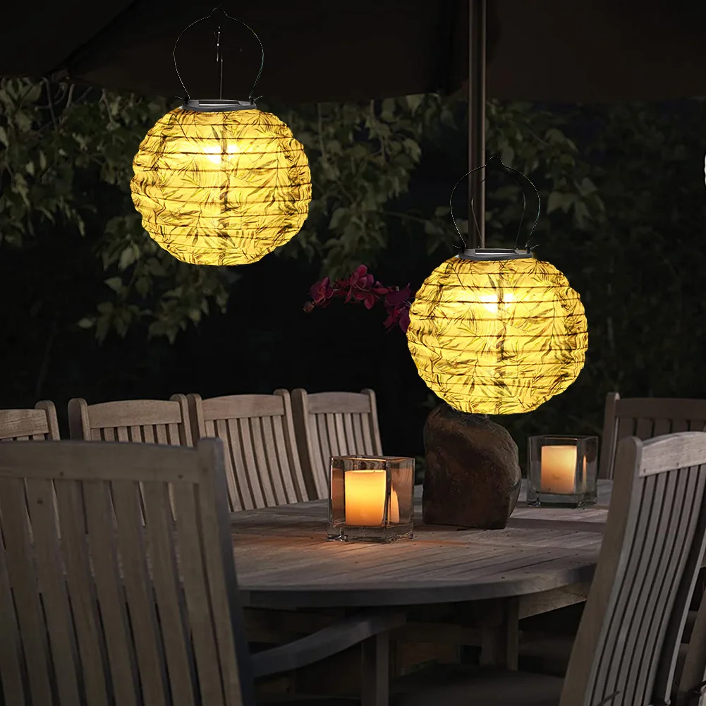 Linterna Solar LED china de 20cm, diseño creativo duradero, textura clásica, para jardín al aire libre, lámpara colgante impermeable impresa