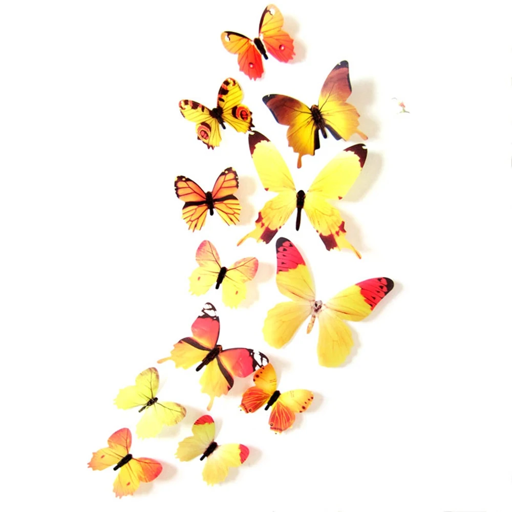 

12pcs/set 3D Butterflies Wall Sticker Decals Stickers On The Wall for Kids Rooms Fridge Sticker DIY Removable Wedding Decoration