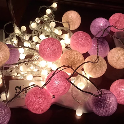 style I 1.5 М 3 М LED Хлопок Мяч Свет Строка Fairy Light 10LED 20LED Крытый Открытый Гирлянда Свет Праздник Свадьба Рождественская Вечеринка Декор - Испускаемый цвет: style I