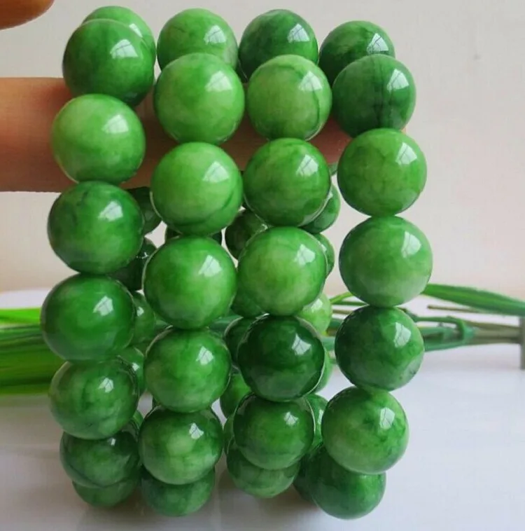 Натуральный зеленый нефритовый бисер 14 мм браслет регулируемый Шарм ювелирные