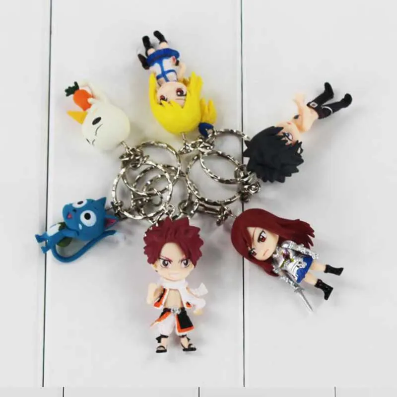 3 5 см 6 шт./компл. аниме Феи хвост фигурка игрушка Lucy Natsu серый Happy Erza Q Ver. Мини кукла