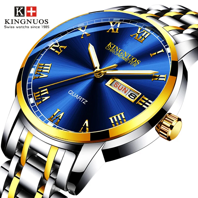 Дропшиппинг Новые мужские часы светящиеся водонепроницаемые золотые кварцевые