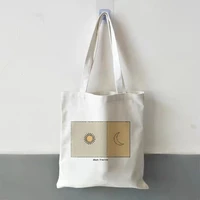 women canvas shopping bag sun moon books bag female cotton cloth shoulder bag eco handbag tote reusable grocery shopper bags