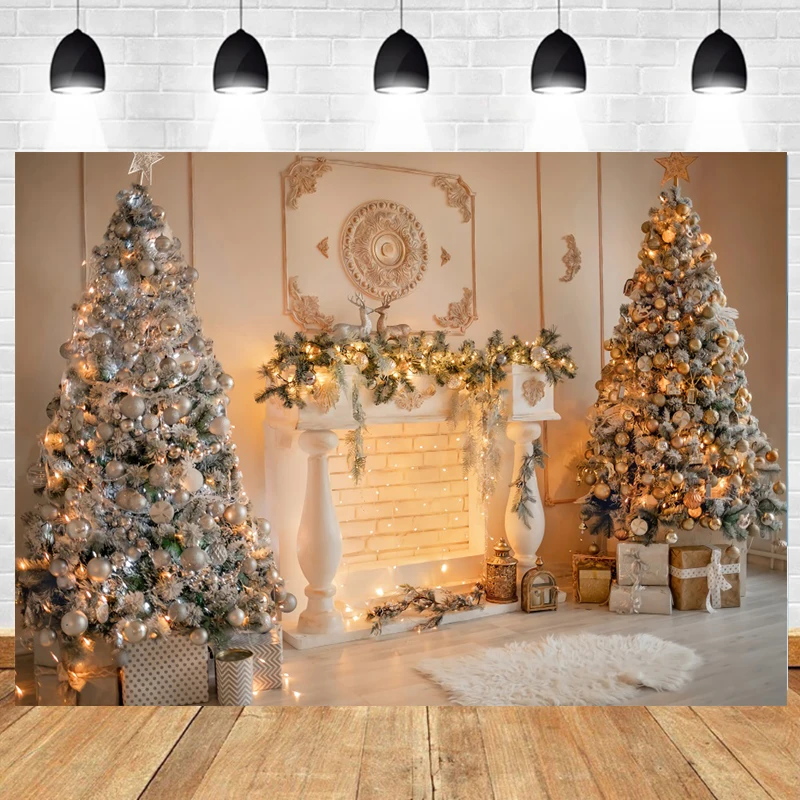 

Christmas Party Decor Backdrop Photocall Led X-mas Tree Fireplace Baby Family Portrait Background Photography Studio Photozone