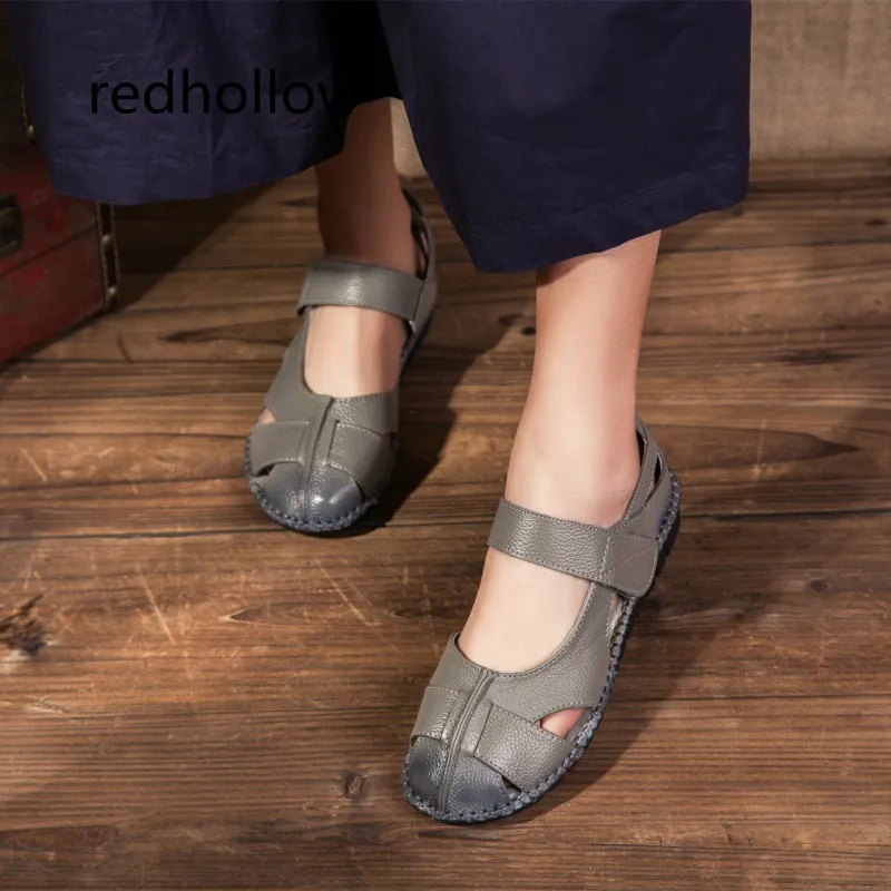 Сандалии женские из натуральной кожи мягкие удобные босоножки ручной работы