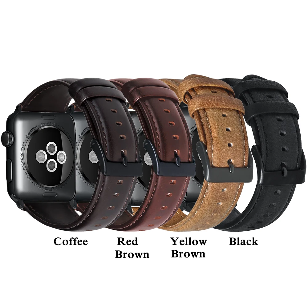 Ремешок для часов Apple Watch Series SE/6/5/4/3/2 кожаный с масляной кожей сменный Браслет iWatch