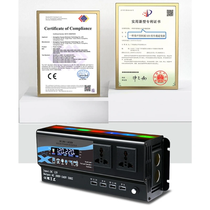 $49.25 Pure Sine Wave Inverter Power 3000w 4000w DC 12v 24v to AC 220v Car Inverter Converte WITH LED Display frequency converter