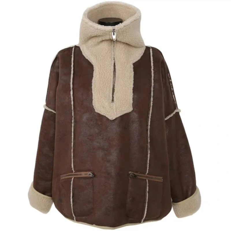 2019 зимняя куртка Женское пальто ягненка с отворотом меховое замшевое