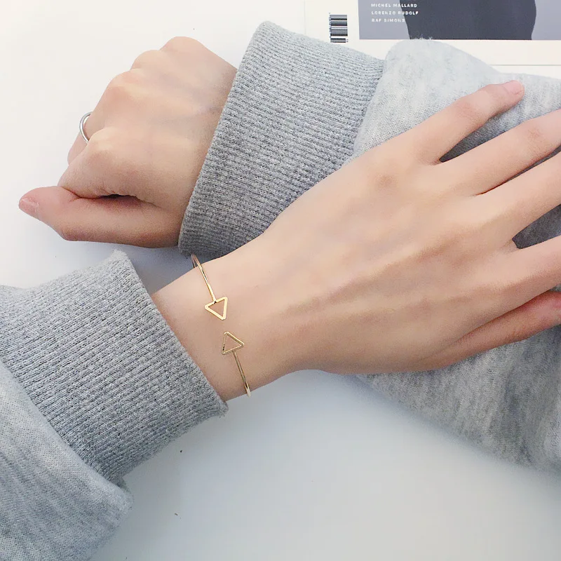 Женский браслет ювелирные изделия простые Треугольные металлические браслеты