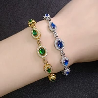 925 silver new imitation emerald low luxury platinum plated sapphire bracelet green tourmaline for women exquisite jewelry gift