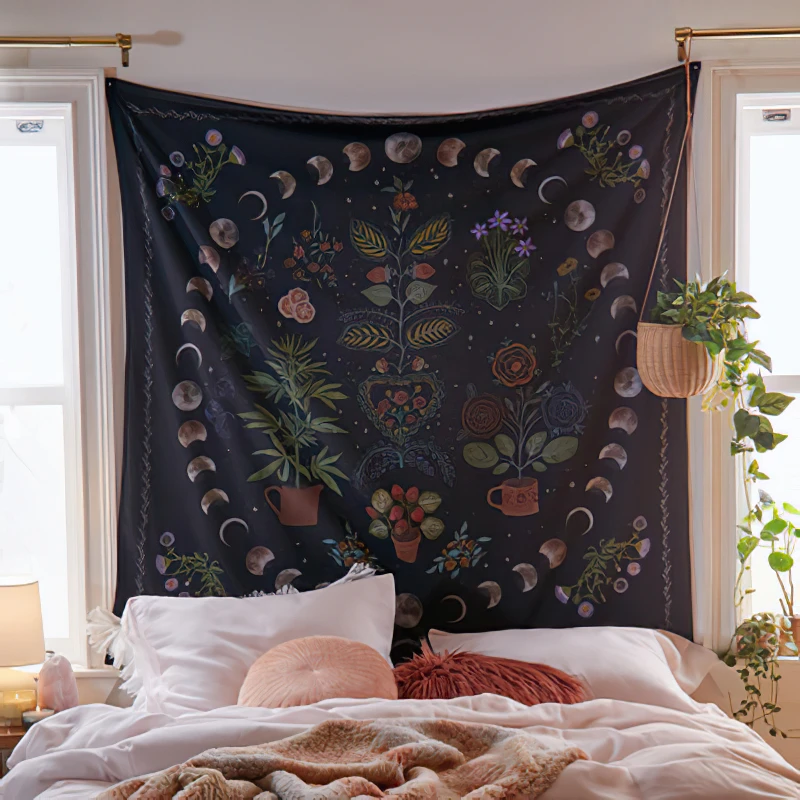 

Black Sun And Moon Tapestry Mandala Tapestry Wall Hanging Bohemian Gypsy Hippie Wall Home Room Decor Blanket Starry SkyCarpet