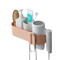 wall mounted cosmetic storage shelf adhesive storage box hair dryer holder toothpaste toothbrush rack bathroom accessories