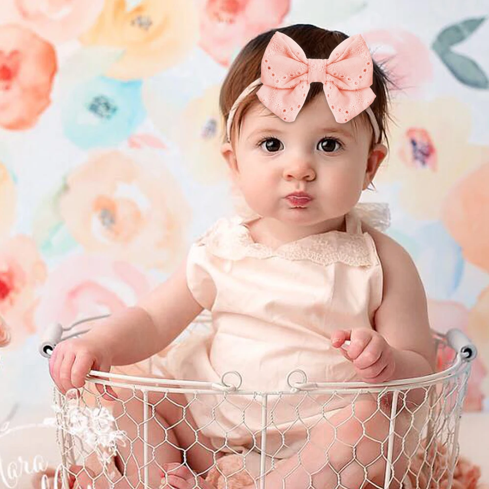 

Newborn Elastic Bowknot Headband For Baby Girl Kids Headband Hair Band Baby Hair Accessories Kids Headwear Solid Color Turban