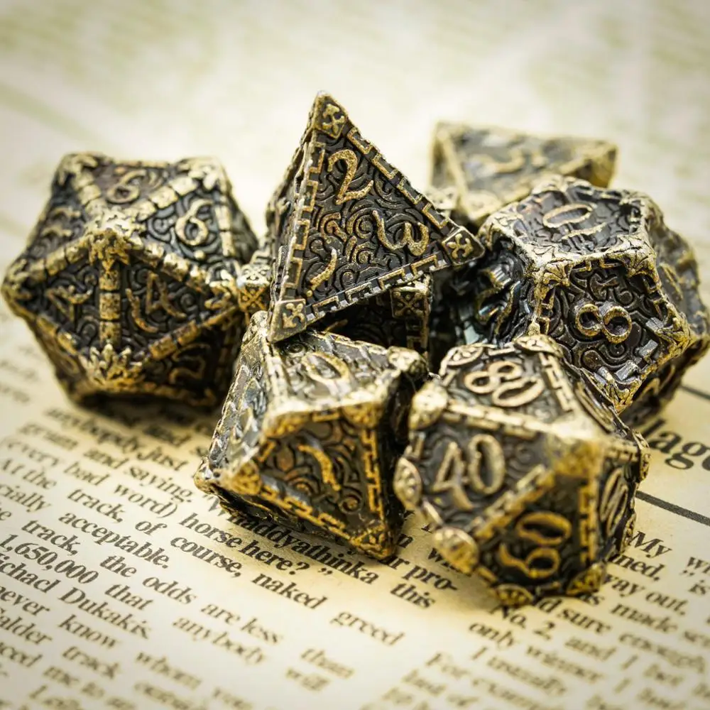

Cusdie Dagger Metal D&D Dice, 7 PCs DND Dice, Polyhedral Dice Set, for Role Playing Game MTG Pathfinder