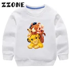 Детские толстовки с капюшоном, детские толстовки с милым мультяшным рисунком льва, короля, пуловер, топы для девочек и мальчиков, осенняя одежда, KYT5315