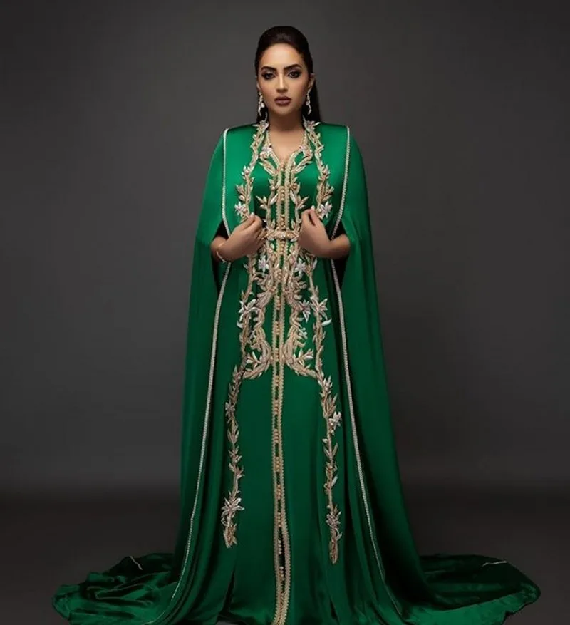 Светильник зеленые марокканские Caftans вечерние платья с вышивкой Аппликации