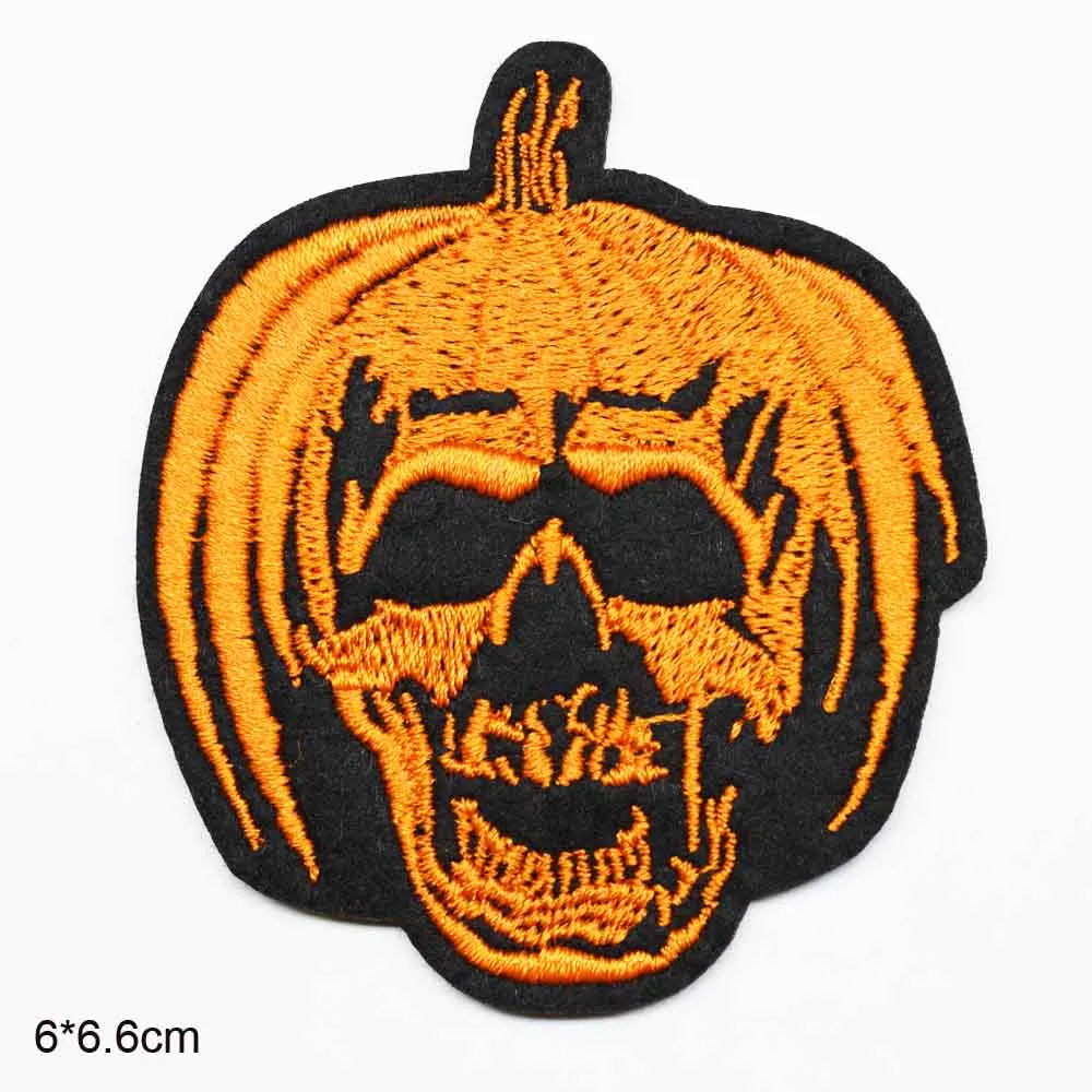 Черная нашивка с черепом в виде тыквы на Хэллоуин стиле панк вышивкой утюгом