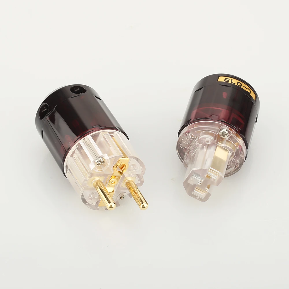Одна пара 24 К позолоченный P-079E Schuko EU штекер+ C-079 IEC гнездовой разъем для аудио DIY