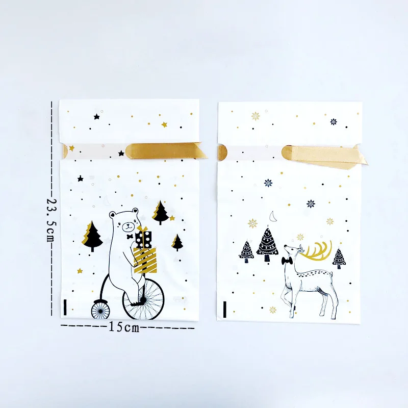 50 шт. веселая Рождественская лента с Санта Клаусом сумка на шнурке сладости