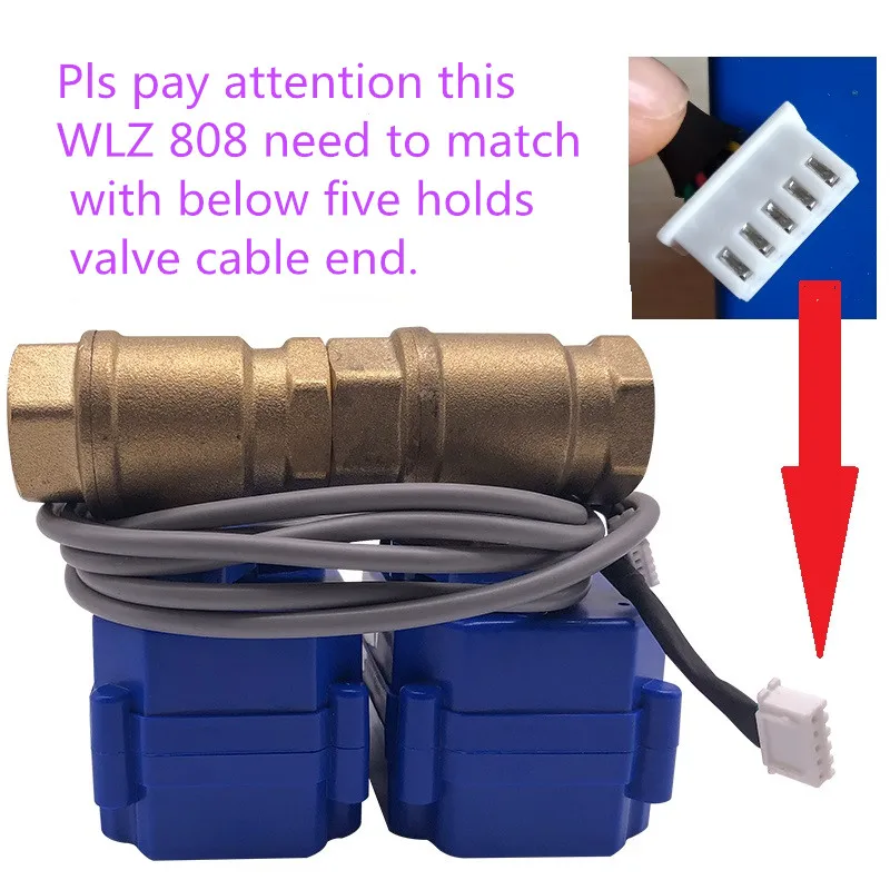 Water Sensor Alarm System WLZ 808 With DN15*2pcs Valve And 4pcs 6meters Water Cable For Water Overflow Protection enlarge