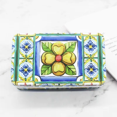 

Металлическая коробка для хранения сине-белая