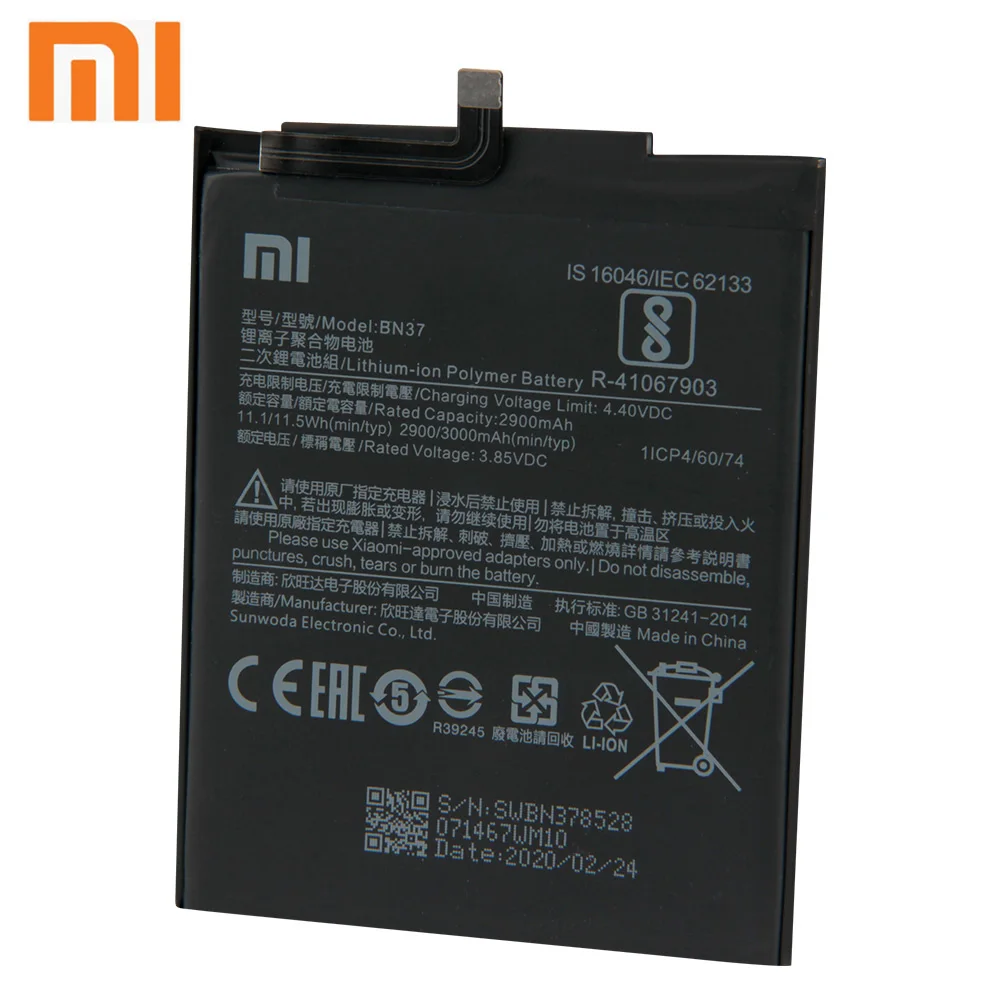 Xiao Mi Xiaomi BN37 аккумулятор для телефона mi Redmi6 Redmi 6 6A Redrice 3000 мАч оригинальная запасная