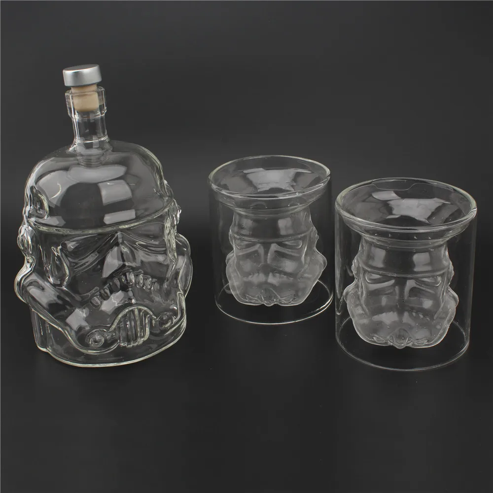 

Whiskey Flask Carafe Decanter and Wine Set Transparent Creative Glass Cork White Soldier Wine Bottle Brandy Vodka Decanter Wine