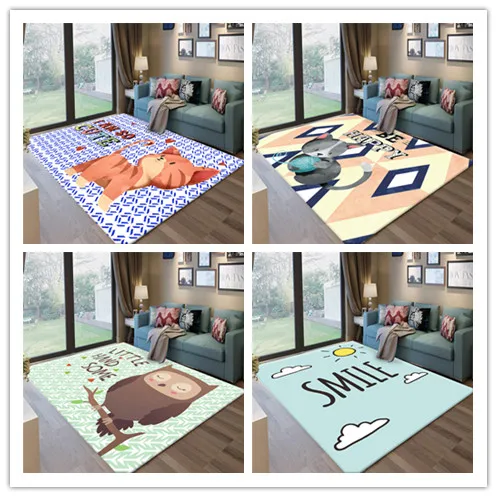 

Cartoon Cat/Owl/Bear Pattern Child Carpet Nordic Style Bedroom Area carpets for living room Kids Room Play Game Crawl Floor Mats