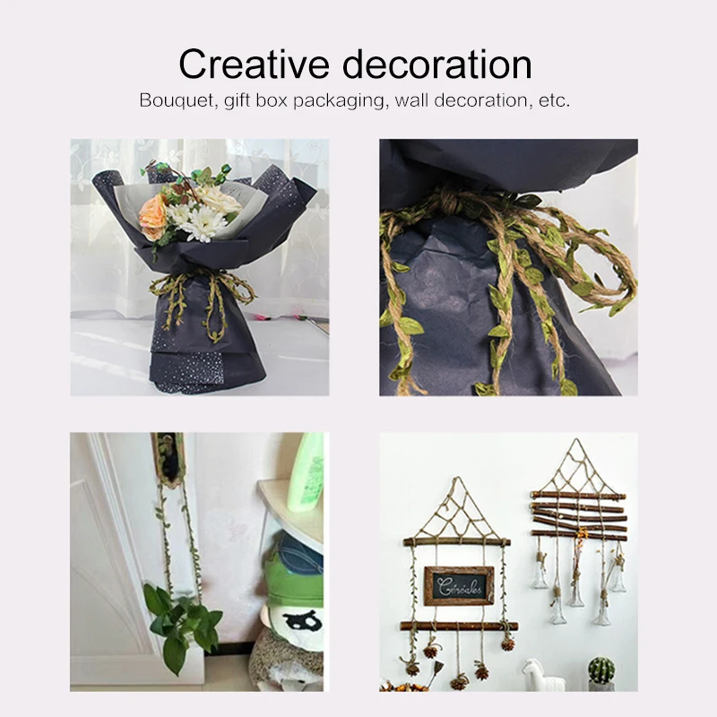 

1PC Hemp Rope 5M Natural Artificial Leaf Jute Jute String Rope Burlap Ribbon DIY Vintage Craft For Home Wedding Party Decoration