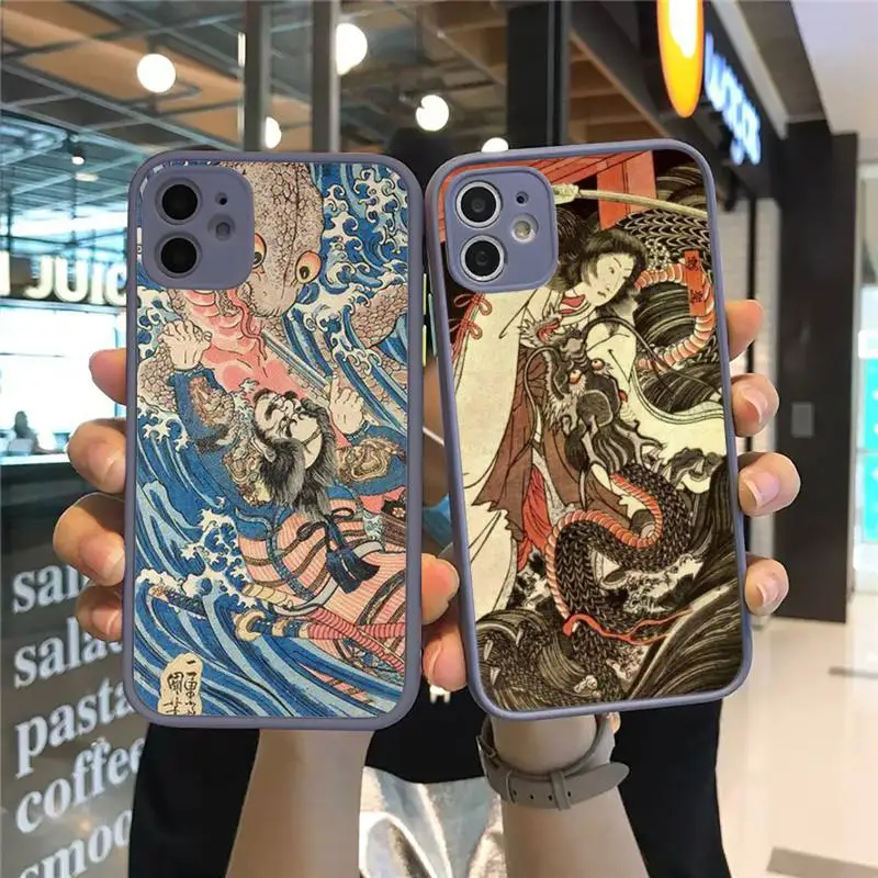 

Japanese samurai culture Phone Case Matte Transparent for iPhone 7 8 11 12 s mini pro X XS XR MAX Plus cover funda shell