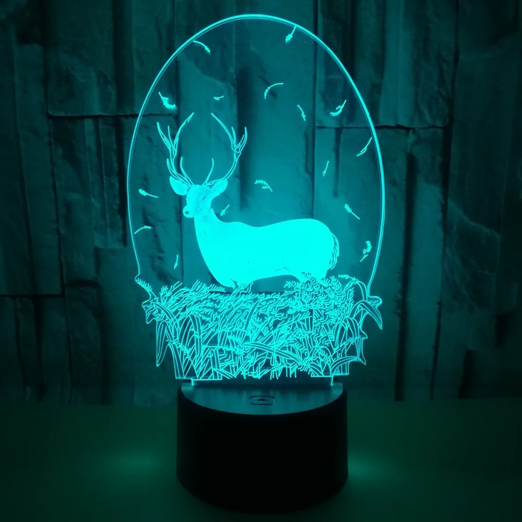 Ночник в виде оленя, цветной сенсорный светодиодный ночсветильник, иллюзия, украшение для дома, атмосфера, рождественский подарок для детей...