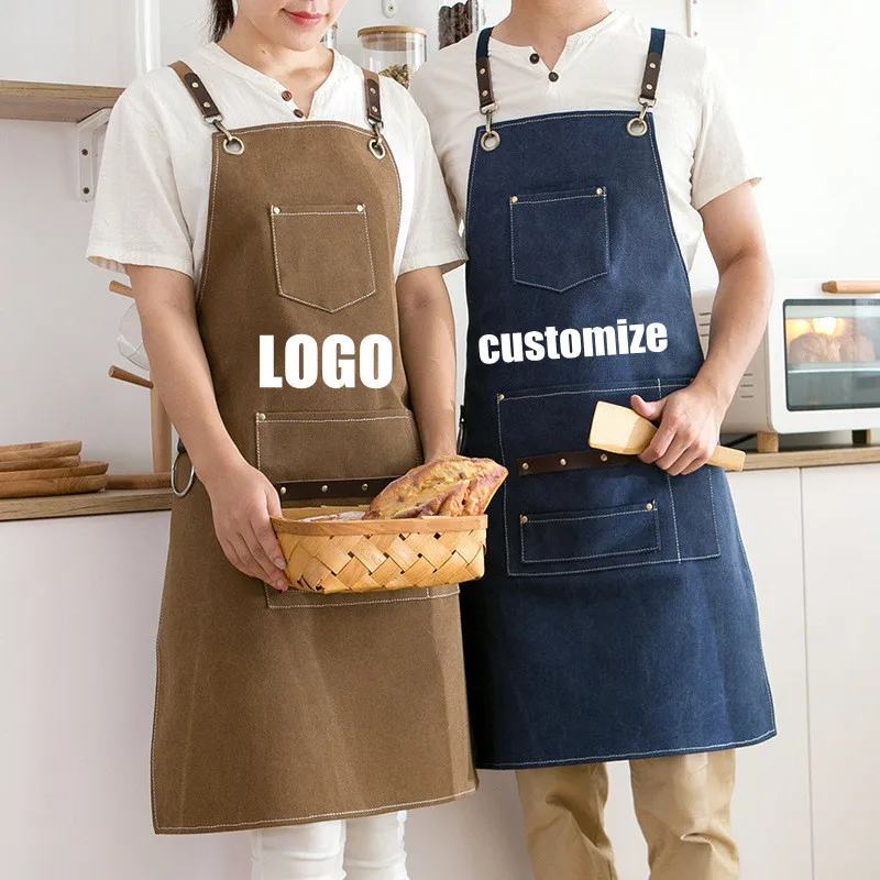 

Canvas apron logo custom barista florist hairdresser hair stylist florist restaurant bar bib work clothing baking hotel icecream