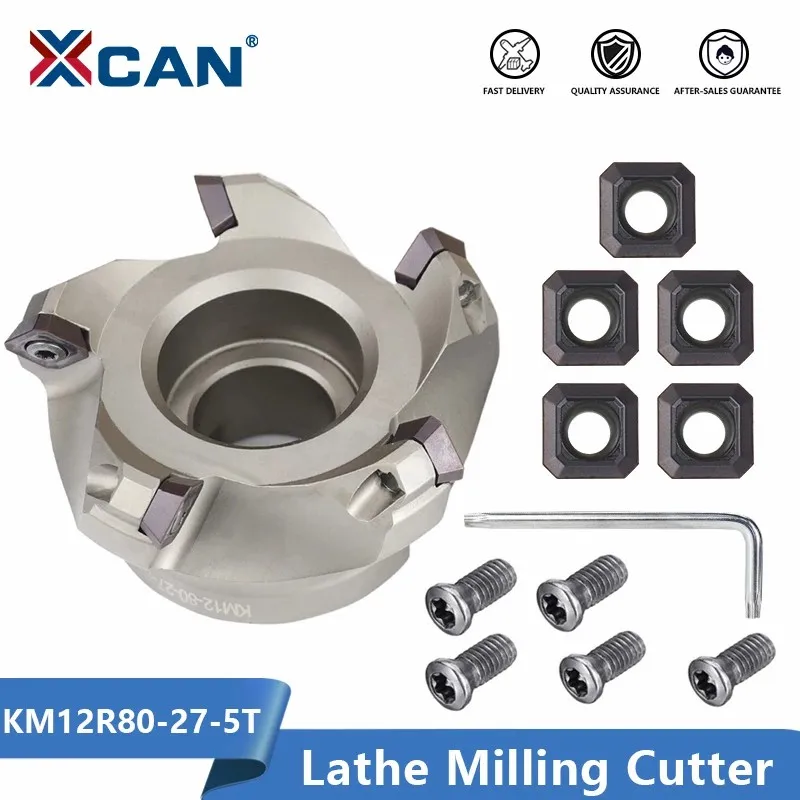 XCAN KM12R80 27 5T SEHT1204 твердосплавная вставка Зажимная быстрая подача Концевая фреза