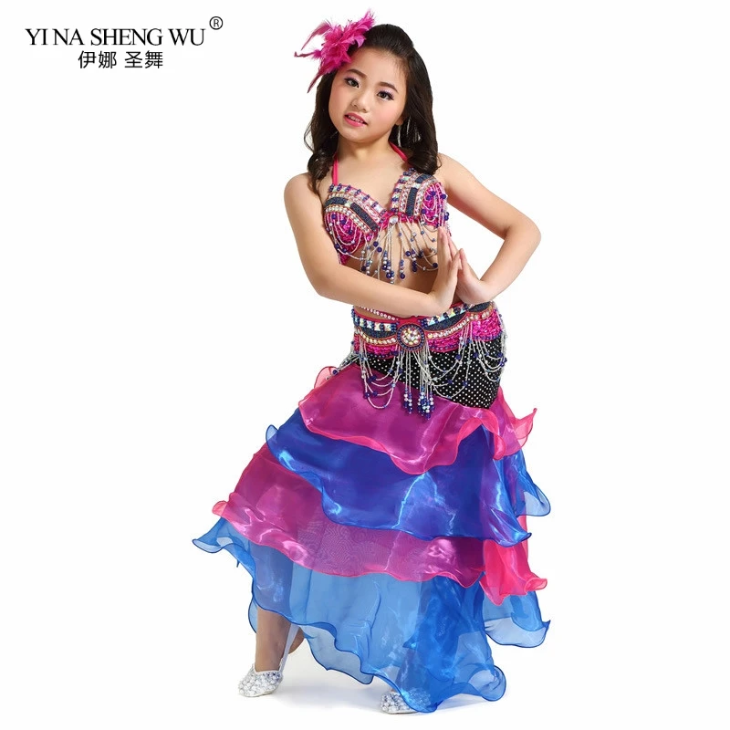 Новая детская одежда для танца живота 3 предмета Восточный Костюм бюстгальтер