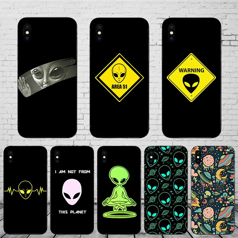 

Funny ALIEN Art Design Soft TPU Phone Case For Iphone SE 2020 12 Mini X XR 11 Pro Max 7 6 8 6S Plus Back Cover XS 5 Mobile Shell