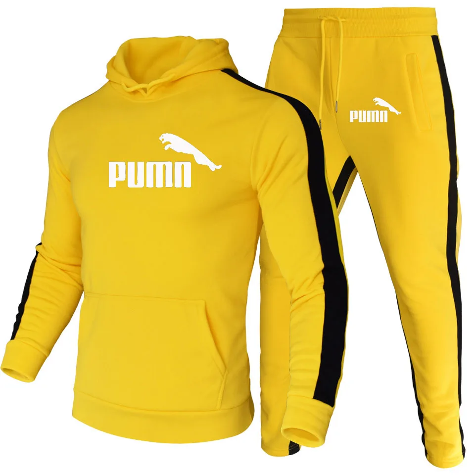 

2021 Casual Tracksuit men 2 Piece Set Female Hooded Sweatshirt And Pants Sportwear Suit pullover Hoodies Clothes+Trousers Sets
