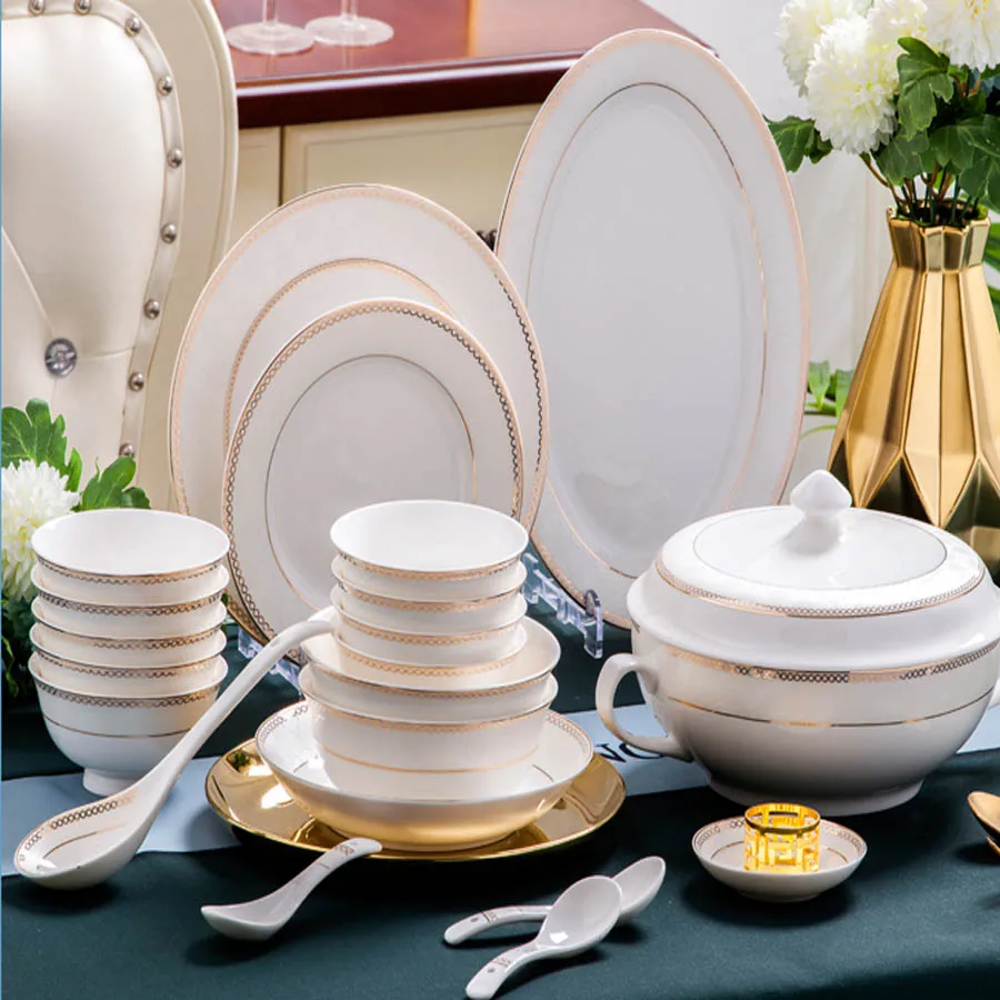 60 головок керамическая посуда набор посуды для дома простой европейский