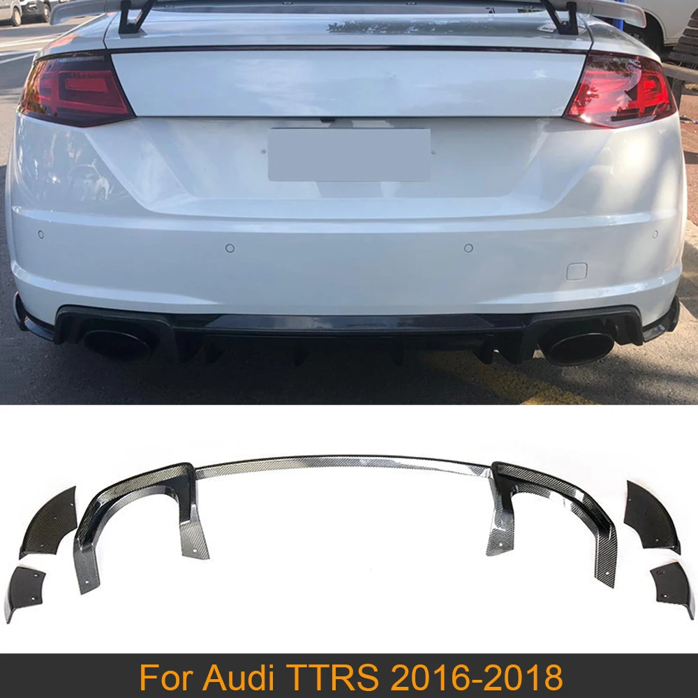 

For TTRS Car Rear Bumper Diffuser Lip Spoiler Guard for Audi TTRS 2016 2017 2018 Rear Bumper Lip Spoiler Splitters Carbon Fiber