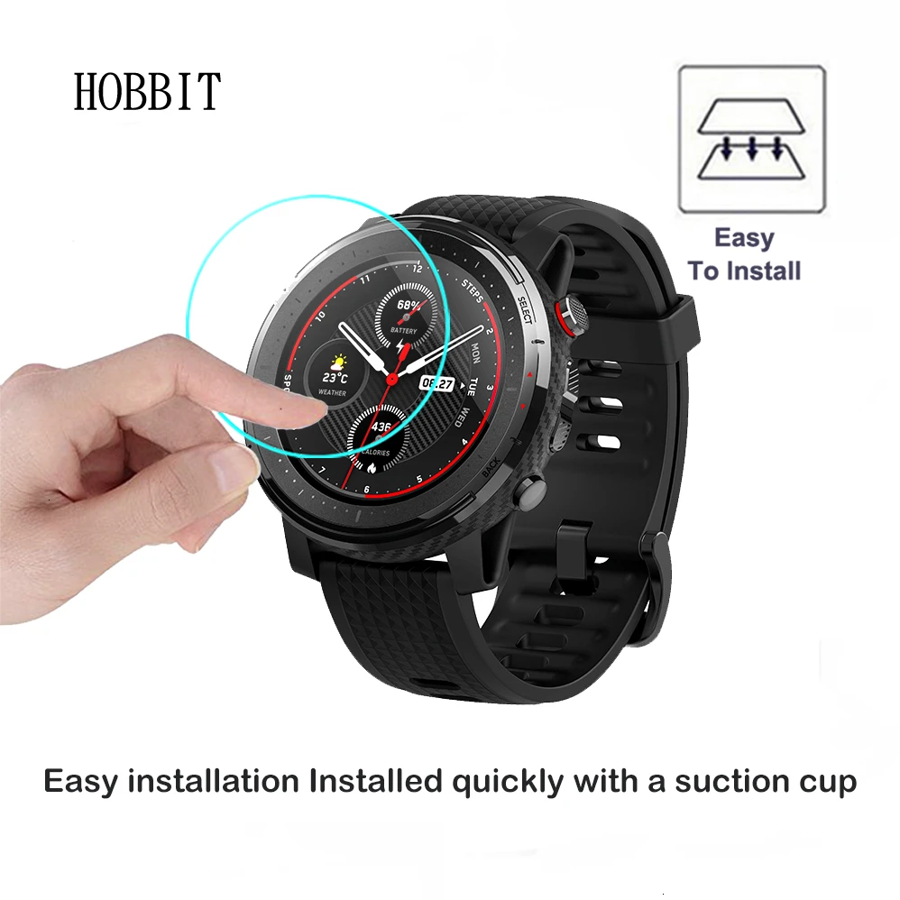 2Pcs Screen Protector Tempered Glass Amazfit Stratos 3 Smart Watch GPS Explosion-proof Anti-Scratch Bubble-free Transparent Film |