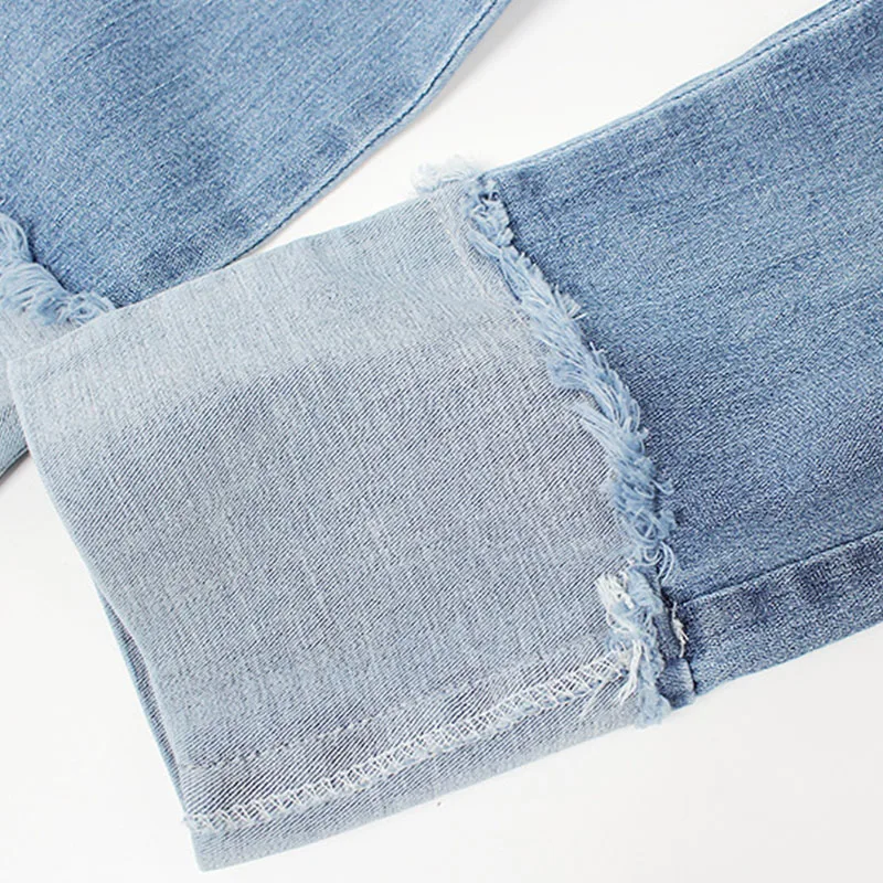 Babyinstar Ruffle Flare Denim Jeans For Girls Toddler Girl Ripped Autumn Clothing Baby | Детская одежда и обувь