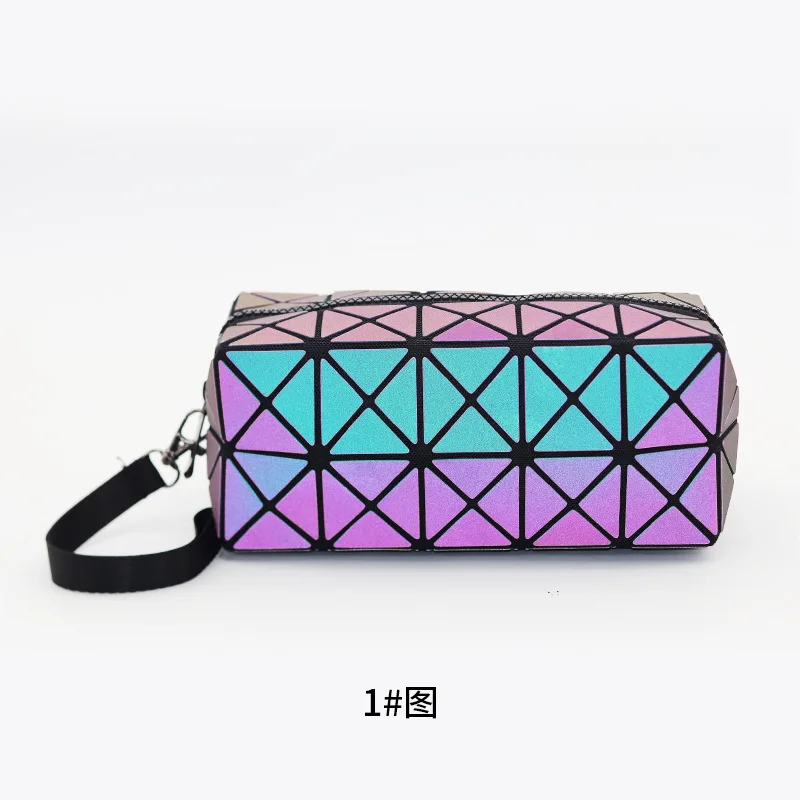 

Handbag Women Lattice Luminous Laser Bag Rhombic Geometric Cosmetic Bag Large Capacity Portable Designer Handbag High Quality