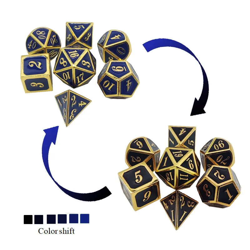 

Набор металлических игральных костей с изменением температуры, d4 d6 d8 d10 d12 d20, градиентные кости DND, ролевая игра MTG, настольная игра