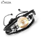 Винтажные кожаные браслеты с изображением египетских богов, силы глаз, символа глаза хора, многослойные браслеты со стеклянным искусством для женщин и мужчин, ювелирные изделия, подарки