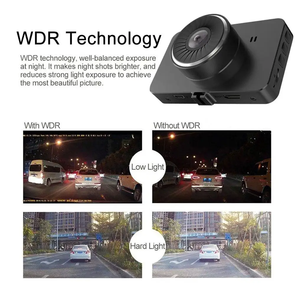 

Vehemo Car Camera 1080P HD 3Inch Motion Detection Dash Cam Loop Recording Gravity Sensor Driving Recorder 170 Durable