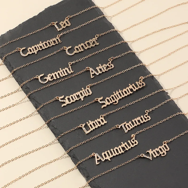 Женское Ожерелье с буквами зодиака золотистое ожерелье подвеской в виде букв