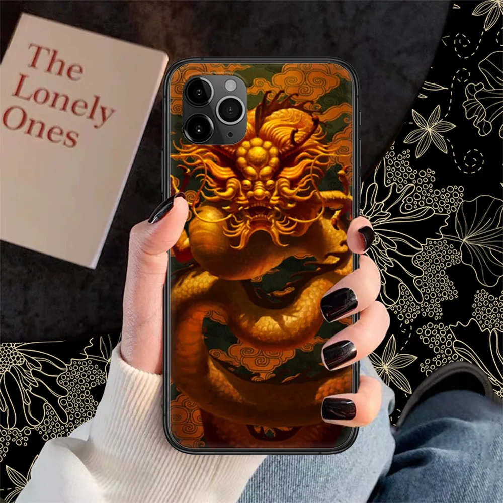 

Chinese dragon Phone Case Cover Hull For iphone 5 5s se 2 6 6s 7 8 12 mini plus X XS XR 11 PRO MAX black art shell silicone